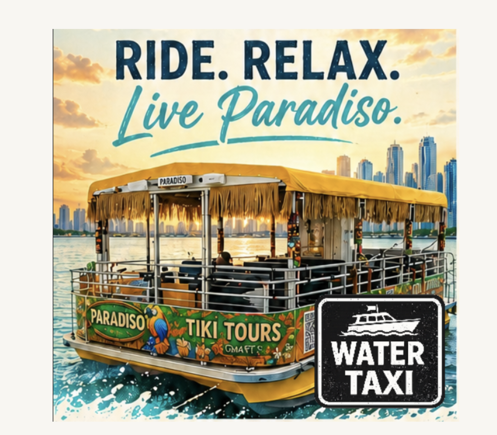 Ride. Relax. Live Paradiso — Water Taxi on Biscayne Bay